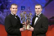 25 November 2005; Cork hurlers Ben, left, and Jerry O'Connor, the first twins ever to win awards on the same year, at the 2005 Vodafone GAA All-Star Awards. Citywest Hotel, Dublin. Picture credit: Brendan Moran / SPORTSFILE