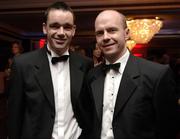 25 November 2005; Tyrone team-mates and All-Stars Ryan McMenamin, left and Peter Canavan at the 2005 Vodafone GAA All-Star Awards. Citywest Hotel, Dublin. Picture credit: Ray McManus / SPORTSFILE