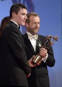 25 November 2005; Andy Mallon, from Armagh, is presented with his Vodafone All-Star award by Sean Kelly, President of the GAA, at the 2005 Vodafone GAA All-Star Awards. Citywest Hotel, Dublin. Picture credit: Ray McManus / SPORTSFILE
