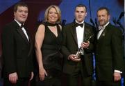 25 November 2005; Jerry O'Connor, of Cork, is presented with the Hurler of the Year by Teresa Elder, Chief Executive, Vodafone Ireland, and Noel Dempsey, TD, Minister for Communications, Marine and Natural Resources, and Sean Kelly, President of the GAA, at the 2005 Vodafone GAA All-Star Awards. Citywest Hotel, Dublin. Picture credit: Brendan Moran / SPORTSFILE