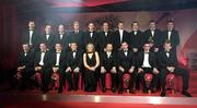 25 November 2005; The Vodafone 2005 All-Stars Football team, back, from left, Paul McGrane, Armagh, Brian Dooher, Tyrone, Peter Canavan, Tyrone, Owen Mulligan, Tyrone, Colm Cooper, Kerry, Stephen O' Neill, Tyrone, Steven McDonnell, Armagh, Aaron Kernan, Young Footballer of the Year, Armagh, Tomas O Se, Kerry, Andy Mallon, Armagh. Front, from left, Conor Gormley, Tyrone, Sean Cavanagh, Tyrone, Philip Jordan, Tyrone,  Noel Dempsey, TD, Minister for Communications, Marine and Natural Resources, Teresa Elder, Chief Executive, Vodafone Ireland, Sean Kelly, President of the GAA, Michael McCarthy, Kerry, Ryan McMenamin, Tyrone, Diarmuid Murphy, Kerry, at the 2005 Vodafone GAA All-Star Awards. Citywest Hotel, Dublin. Picture credit: Brendan Moran / SPORTSFILE