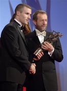 25 November 2005; Jerry O'Connor, from Cork, is presented with his Vodafone All-Star award by Sean Kelly, President of the GAA, at the 2005 Vodafone GAA All-Star Awards. Citywest Hotel, Dublin. Picture credit: Ray McManus / SPORTSFILE