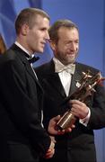 25 November 2005; Ben O'Connor, from Cork, is presented with his Vodafone All-Star award by Sean Kelly, President of the GAA, at the 2005 Vodafone GAA All-Star Awards. Citywest Hotel, Dublin. Picture credit: Ray McManus / SPORTSFILE