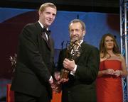 25 November 2005; Henry Shefflin, from Cork, is presented with his Vodafone All-Star award by Sean Kelly, President of the GAA, at the 2005 Vodafone GAA All-Star Awards. Citywest Hotel, Dublin. Picture credit: Brendan Moran / SPORTSFILE