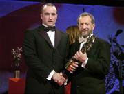25 November 2005; Ger Farragher, from Galway, is presented with his Vodafone All-Star award by Sean Kelly, President of the GAA, at the 2005 Vodafone GAA All-Star Awards. Citywest Hotel, Dublin. Picture credit: Brendan Moran / SPORTSFILE