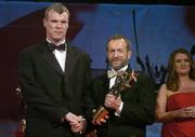 25 November 2005; Diarmuid Murphy, from Kerry, is presented with his Vodafone All-Star award by Sean Kelly, President of the GAA, at the 2005 Vodafone GAA All-Star Awards. Citywest Hotel, Dublin. Picture credit: Brendan Moran / SPORTSFILE