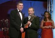25 November 2005; Sean Cavanagh, from Tyrone, is presented with his Vodafone All Star award by Sean Kelly, President of the GAA, at the 2005 Vodafone GAA All-Star Awards. Citywest Hotel, Dublin. Picture credit: Brendan Moran / SPORTSFILE