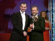 25 November 2005; Stephen McDonnell, from Armagh, is presented with his Vodafone All-Star award by Sean Kelly, President of the GAA, at the 2005 Vodafone GAA All-Star Awards. Citywest Hotel, Dublin. Picture credit: Brendan Moran / SPORTSFILE