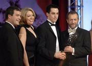 25 November 2005; Aaron Kernan, of Armagh, is presented with the Young Footballer of the Year by Teresa Elder, Chief Executive, Vodafone Ireland and Noel Dempsey, TD, Minister for Communications, Marine and Natural Resources, and Sean Kelly, President of the GAA, at the 2005 Vodafone GAA All-Star Awards. Citywest Hotel, Dublin. Picture credit: Ray McManus / SPORTSFILE
