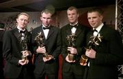 25 November 2005; Kerry All-Stars, from left, Colm Cooper, Michael McCarthy, Diarmuid Murphy, and Tomas O Se, at the 2005 Vodafone GAA All-Star Awards. Citywest Hotel, Dublin. Picture credit: Brendan Moran / SPORTSFILE