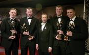 25 November 2005; Kerry All-Stars, from left, Colm Cooper, Michael McCarthy, Diarmuid Murphy, and Tomas O Se, with GAA President Sean Kelly at the 2005 Vodafone GAA All-Star Awards. Citywest Hotel, Dublin. Picture credit: Brendan Moran / SPORTSFILE