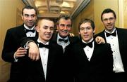 27 November 2005; Cork City manager Damien Richardson, centre, with his players, left to right, Dan Murray, Liam Kearney, Joe Gamble and George O'Callaghan, at the 2005 PFAI Awards. Burlington Hotel, Dublin. Picture credit: David Maher / SPORTSFILE