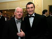 27 November 2005; Pat Devlin and Jason Byrne at the 2005 PFAI Awards. Burlington Hotel, Dublin. Picture credit: David Maher / SPORTSFILE