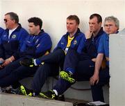 6 June 1999; On the Clare bench are, from left, Clare Physiotherapist Colm Flynn, Ger O' Loughlin, Conor Clancy, Ollie Baker and Clare team doctor Dr Padraig Quinn before the Guinness Munster Senior Hurling Championship Semi-Final match between Clare and Tipperary at Páirc Uí Chaoimh in Cork. Photo by Ray McManus/Sportsfile