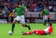29 May 1999; Alan McLoughlin of Republic of Ireland in action against Darren Patterson of Northern Ireland during the International Friendly match between Republic of Ireland and Northern Ireland at Lansdowne Road in Dublin. Photo by Ray Lohan/Sportsfile
