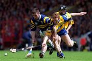 6 June 1999; Brian Lohan of Clare in action against Paul Shelley of Tipperary during the Guinness Munster Senior Hurling Championship Semi-Final match between Clare and Tipperary at Páirc Uí Chaoimh in Cork. Photo by Ray McManus/Sportsfile