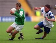30 May 1999; Colm Bradley of Fermanagh in action against Padraig McKenna of Monaghan during the Bank of Ireland Ulster Senior Football Championship Preliminary Round match between Monaghan and Fermanagh at St Tiernach's Park in Clones, Monaghan. Photo by Damien Eagers/Sportsfile