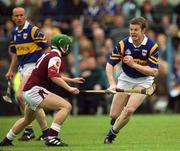 16 May 1999; Conor Gleeson of Tipperary in action against Fergal Healy of Galway during the Church & General National Hurling League Division 1 Final match between Galway and Tipperary at Cusack Park in Ennis, Clare. Photo by Ray McManus/Sportsfile