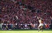13 September1998; DJ Carey of Kilkenny takes a free during the Guinness All-Ireland Senior Hurling Championship Final match between Kilkenny and Offaly at Croke Park in Dublin. Photo by David Maher/Sportsfile
