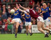 30 May 1999; David Hannify of Longford in action against David Shaughnessy of Westmeath during the Bank of Ireland Leinster Senior Football Championship 2nd Preliminary Round match between Westmeath and Longford at Cusack Park in Mullingar, Westmeath. Photo by Aoife Rice/Sportsfile