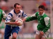 30 May 1999; Declan Smyth of Monaghan in action against Michael Lily of Fermanagh during the Bank of Ireland Ulster Senior Football Championship Preliminary Round match between Monaghan and Fermanagh at St Tiernach's Park in Clones, Monaghan. Photo by Damien Eagers/Sportsfile