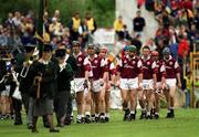 16 May 1999; The Galway team during the parade before the Church & General National Hurling League Division 1 Final match between Galway and Tipperary at Cusack Park in Ennis, Clare. Photo by Ray McManus/Sportsfile