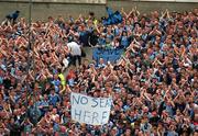 6 June 1999; Dublin fans on Hill 16 show their feelings on the proposed redevelopment of the section during the Bank of Ireland Leinster Senior Football Championship Quarter-Final match between Dublin and Louth at Croke Park in Dublin. Photo by Brendan Moran/Sportsfile