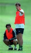 25 May 1999; Kenny Cunningham, right, has a word with Stephen Carr during a Republic of Ireland training session at the Nuremore Hotel in Carrickmacross, Monaghan. Photo by Brendan Moran/Sportsfile
