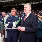 29 May 1999; Northern Ireland manager Lawrie McMenemy, right, with coach Pat Jennings before the International Friendly match between Republic of Ireland and Northern Ireland at Lansdowne Road in Dublin. Photo by Ray Lohan/Sportsfile