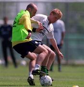 1 June 1999; Lee Carsley, left, in action against Damien Duff during a Republic of Ireland training session at the AUL Complex in Clonshaugh, Dublin. Photo by Brendan Moran/Sportsfile