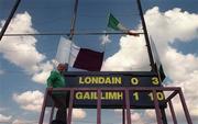 6 June 1999; Scoreboard keeper Con Dee takes a rest at half-time during the Bank of Ireland Connacht Senior Football Championship Quarter-Final match between London and Galway at Páirc Smárgaid in Ruislip, London. Photo by Damien Eagers/Sportsfile