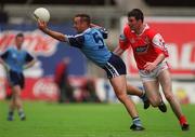 6 June 1999; Paul Curran of Dublin in action against Ken Reilly of Louth during the Bank of Ireland Leinster Senior Football Championship Quarter-Final match between Dublin and Louth at Croke Park in Dublin. Photo by Brendan Moran/Sportsfile