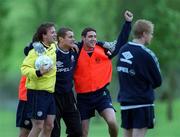25 May 1999; Players, from left, David Connolly, Shay Given and Mark Kennedy during a Republic of Ireland training session at the Nuremore Hotel in Carrickmacross, Monaghan. Photo by Brendan Moran/Sportsfile