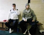 29 November 2005; Damien Richardson , left, Cork City manager, with Alan Bennett, in their team dressing room.. Press Day, Bishopstown, Cork. Picture credit: David Maher / SPORTSFILE