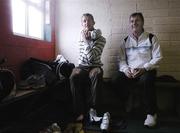 29 November 2005; Damien Richardson , right, Cork City manager, with John O'Flynn, in their team dressing room.. Press Day, Bishopstown, Cork. Picture credit: David Maher / SPORTSFILE