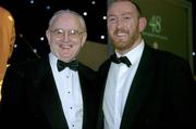 30 November 2005; Broadcaster Jimmy Magee, who was awarded a Special Achievement Award, with Toulouse rugby player Trevor Brennan at the 48th Texaco Sportstars Awards. Burlington Hotel, Dublin. Picture credit: Brendan Moran / SPORTSFILE