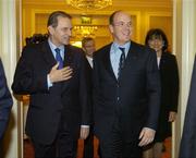 2 December 2005; HSH Prince Albert II of Monaco, with Dr Jacques Rogge, President of the International Olympic Committee, at the European Olympic Committee General Assembly. Four Season's Hotel, Dublin. Picture credit: Brendan Moran / SPORTSFILE
