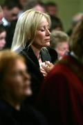 3 December 2005; Angie Best, ex wife of Northern Ireland and Manchester United legend George Best at his funeral service in Parliament Buildings at Stormont, Belfast, Co. Antrim. Picture credit: PA Pool / SPORTSFILE