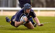 3 December 2005; Jamie Heaslip, Leinster, goes over for his try. Celtic League 2005-2006, Group A, Connacht v Leinster, Sportsground, Galway. Picture credit: Matt Browne / SPORTSFILE