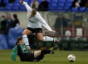 4 December 2005; Sharon Dromgoole, Dundalk, in action against Katie Taylor, Peamount United. WFAI Cup Final, Lansdowne Road, Dublin. Picture credit: Brian Lawless / SPORTSFILE
