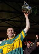 4 December 2005; Newtownshandrum captain Brendan Mulcahy lifts the cup after the game. Munster Club Senior Hurling Championship Final, Newtownshandrum v Ballygunner, Thurles, Co. Tipperary. Picture credit: Brendan Moran / SPORTSFILE
