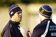 6 December 2005; Leinster head coach Michael Chieka in conversation with Eric Miller before squad training. Leinster Rugby squad training, Old Belvedere, Anglesea Road, Dublin. Picture credit: Pat Murphy / SPORTSFILE