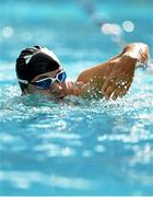 7 April 2014; Minister for Transport, Tourism & Sport Leo Varadkar, TD, participating in the Dublin leg of the Swim for a Mile Challenge at the National Aquatic Centre, Dublin. Photo by Sportsfile