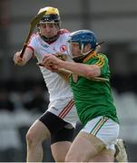 6 April 2014; Clement Cunniffe, Leitrim, in action against Conor Grugan, Tyrone. Allianz Hurling League, 3B Final, Tyrone v Leitrim, Markievicz Park, Sligo. Picture credit: Oliver McVeigh / SPORTSFILE
