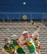 6 April 2014; Paul Doyle and Alan Corcoran, Carlow, in action against Padraig Boyle and Colm Harty, Kerry. Allianz Hurling League, 2A Final, Kerry v Carlow, Semple Stadium, Thurles, Co. Tipperary. Picture credit: Matt Browne / SPORTSFILE