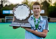 6 April 2014; Monkstown captain Nick Dee with the trophy after the match. Irish Senior Men's Hockey League Final, Banbridge v Monkstown, Banbridge Hockey Club, Banbridge, Co. Antrim.  Picture credit: Ramsey Cardy / SPORTSFILE