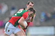 6 April 2014; Jason Doherty, Mayo, in action against Charlie Kielt, Derry. Allianz Football League, Division 1, Round 7, Mayo v Derry, Elverys MacHale Park, Castlebar, Co. Mayo. Picture credit: Ray Ryan / SPORTSFILE