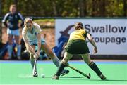 6 April 2014; Katie Mullan, UCD, in action against Emer Lucey, Railway Union. Irish Senior Women's Hockey League Final, UCD v Railway Union, Banbridge Hockey Club, Banbridge, Co. Antrim.  Picture credit: Ramsey Cardy / SPORTSFILE