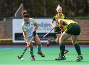 6 April 2014; Anna O'Flannagan, UCD, in action against Orla Fox, Railway Union. Irish Senior Women's Hockey League Final, UCD v Railway Union, Banbridge Hockey Club, Banbridge, Co. Antrim.  Picture credit: Ramsey Cardy / SPORTSFILE