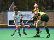 6 April 2014; Anna O'Flannagan, UCD, in action against Orla Fox, Railway Union. Irish Senior Women's Hockey League Final, UCD v Railway Union, Banbridge Hockey Club, Banbridge, Co. Antrim.  Picture credit: Ramsey Cardy / SPORTSFILE